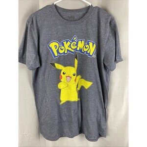Pokemon Mens Sz L Gray Short Sleeve Graphic Tee T-Shirt